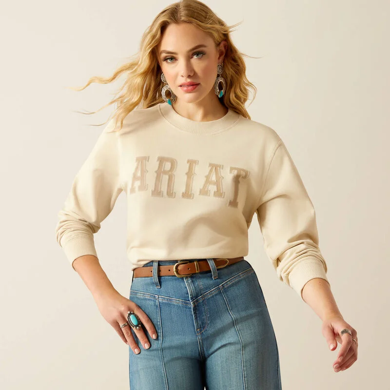 Women's Ariat Essential Crew Sweatshirt Hoodie with Emblem Brand Identity