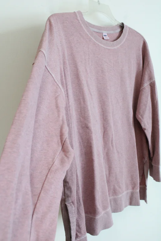 Old Navy Dusty Pink Oversized Sweatshirt | XL Hoodie with Puffed Sleeves Voluminous Trendy