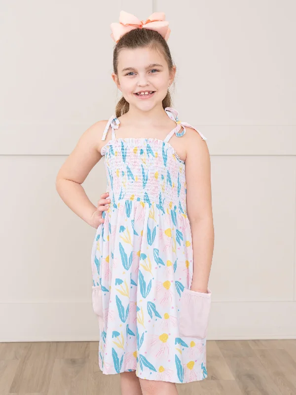 Jellyfish & Fins Smocked Tie Dress Tunics Canvas sturdy