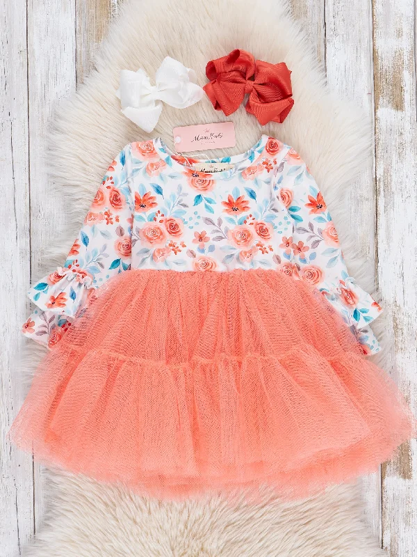Tangerine Blooms Tulle Dress Tunics Vintage classic