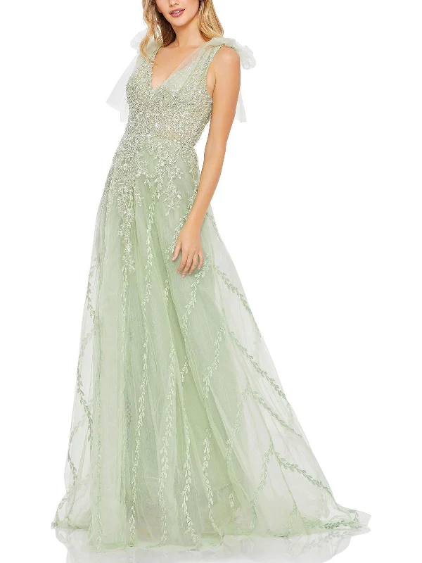 Womens Embellished Illusion Evening Dress Tunics Trendy modern