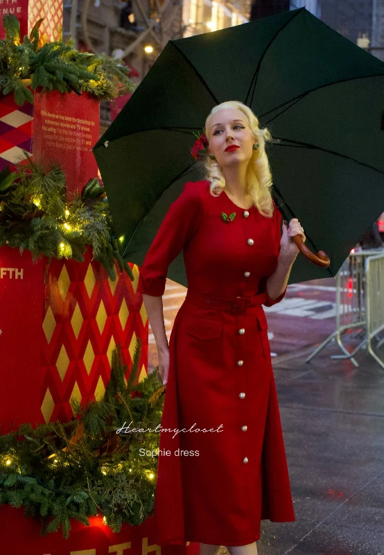 SOPHIE Aline dress - red dress with pearl buttons Tunics Luxurious high-end