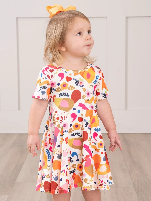 Chicken Swing Dress - Bold Floral Pencil Office Professional