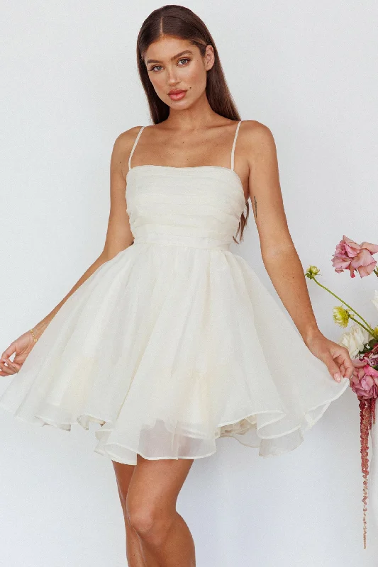 Elyse Pleated Bodice Party Dress Cream Tunics Handmade artisanal