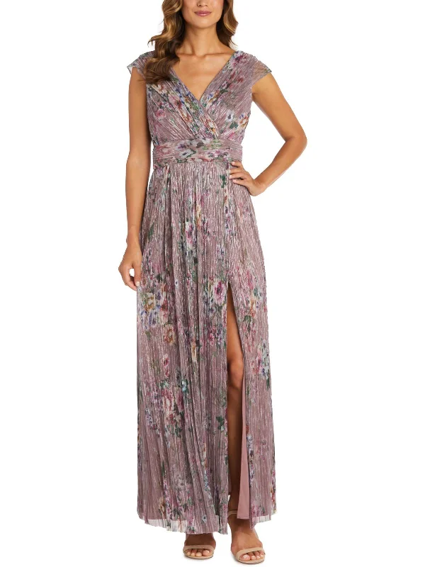 Womens Metallic Maxi Evening Dress Halter Neckline Beach