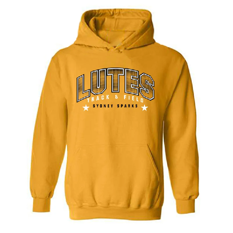 PLU - NCAA Women's Track & Field : Sydney Sparks - Classic Fashion Shersey Hooded Sweatshirt Hoodie with Pattern Geometric Abstract