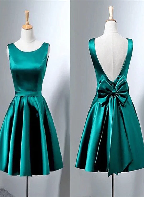 Beautiful Dark Green Satin Short Party Dress , Bridesmaid Dress Tunics New arrival