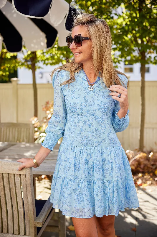 Sail to Sable Long Sleeve Tunic Flare Dress - Sky Baroque Tunics Running lightweight