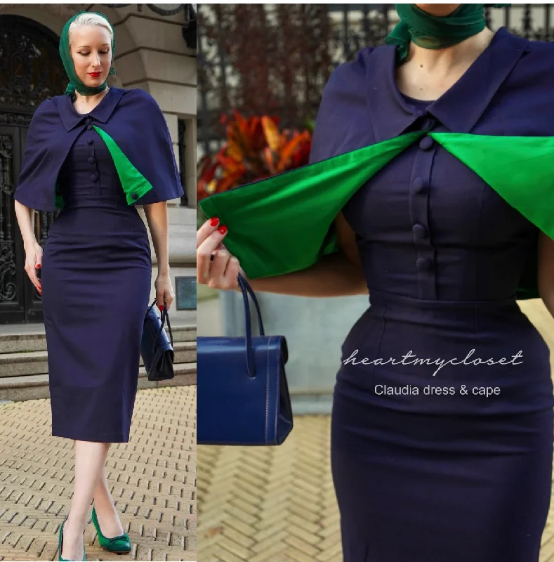 Claudia dress with short cape - vintage 1950s inspired outfit Tunics Stylish elegant
