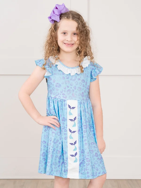 Leopard Mermaid Ruffle Dress Tunics Plaid country