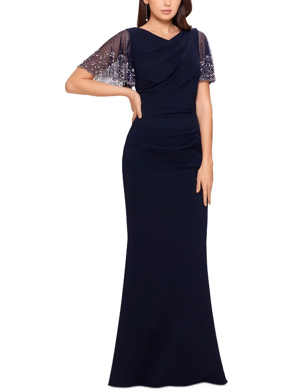 Petites Womens Knit Embellished Evening Dress Tunics Ceremony elegant