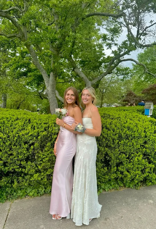 Pink Strapless Sheath Satin Long Formal Party Dress Simple Graduation Dress, DP4749 Tunics Exclusive limited