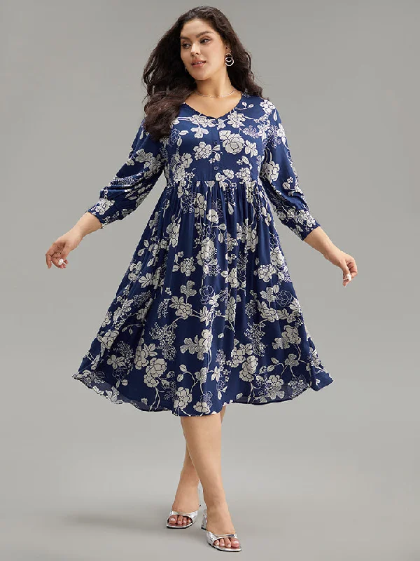 Supersoft Essentials Silhouette Floral Print Pocket Dress Tunics Solid Classic