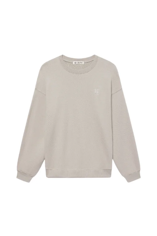 Oversized Crewneck Sweatshirt - Dove Hoodie with Rolled Sleeves Casual Relaxed