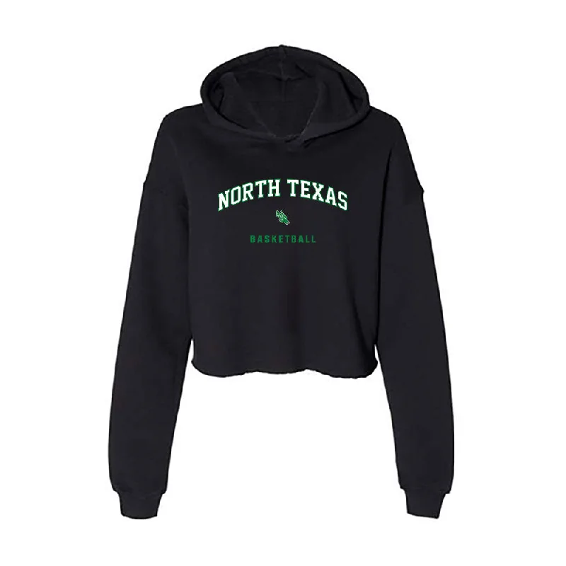 North Texas - NCAA Women's Basketball : Gwendlyn McGrew - Women's Crop Fleece Hoodie Hoodie with Hem Patch Decorative Personalized