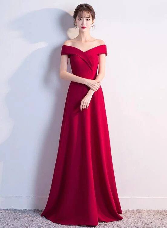 Beautiful Red Off Shoudler Long Prom Dress, Red Party Dress Tunics Handmade artisanal