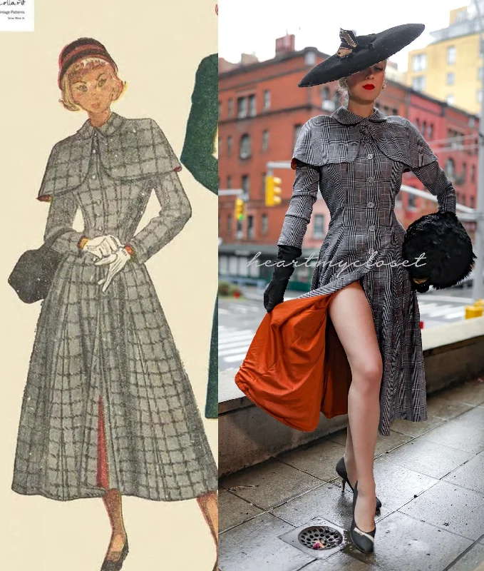 Plaid Caroline - 1950s dress with matching cape Tunics Party sparkling