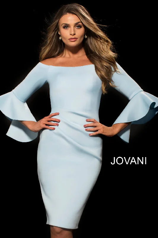 Jovani 59992 Scuba Bell Sleeve Knee Length Dress 59992 Tunics Luxurious high-end