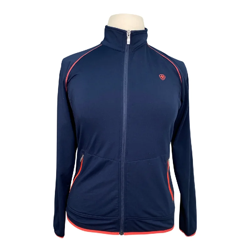 Ariat Lightweight Zip-Up Jacket in Navy/Coral - Women's Large Bomber Jacket Anorak Windbreaker