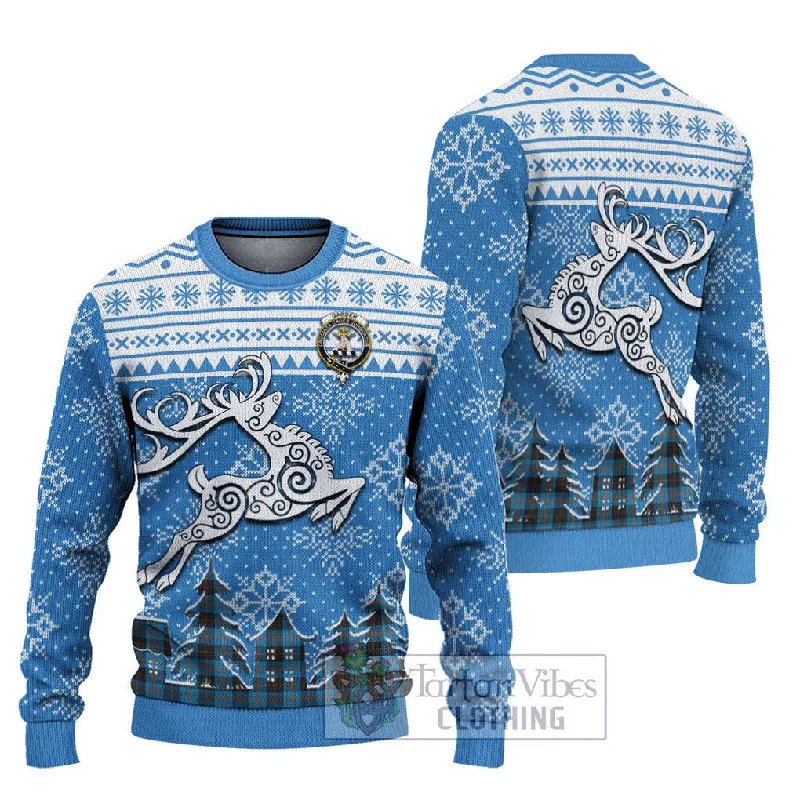 Garden (Gardyne) Clan Christmas Ugly Sweater Celtic Reindeer Style Iron Safe Non-Iron Wrinkle Free