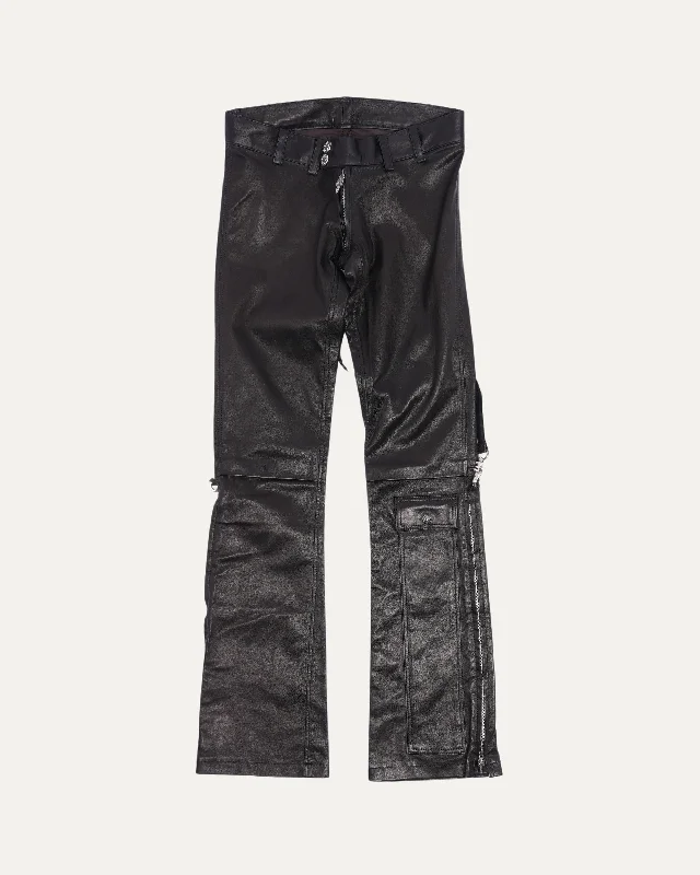 Cross Patch Leather Bondage Pants Classic Stretch Pants