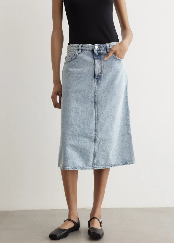 Denim Midi Skirt patchwork skirt art