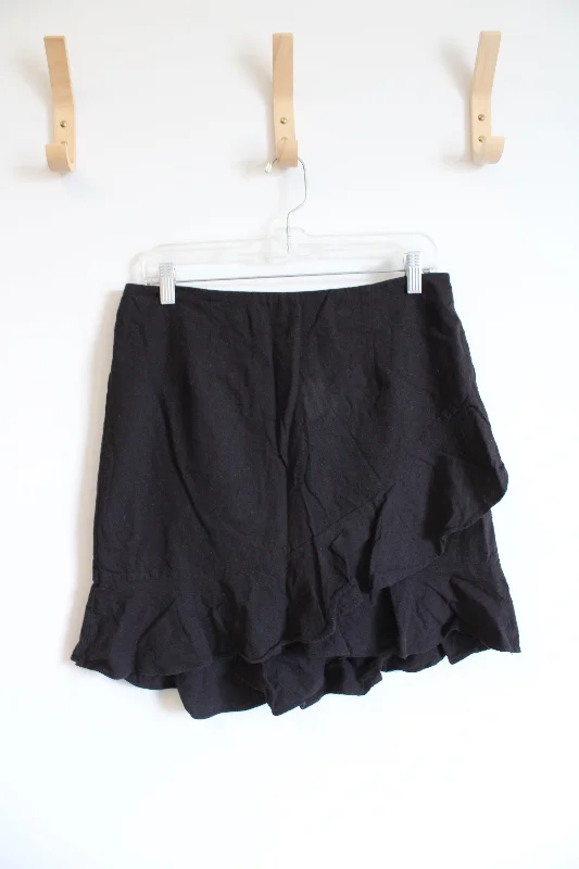 A New Day Black Ruffle Cotton Skirt | 12 wool skirt warm