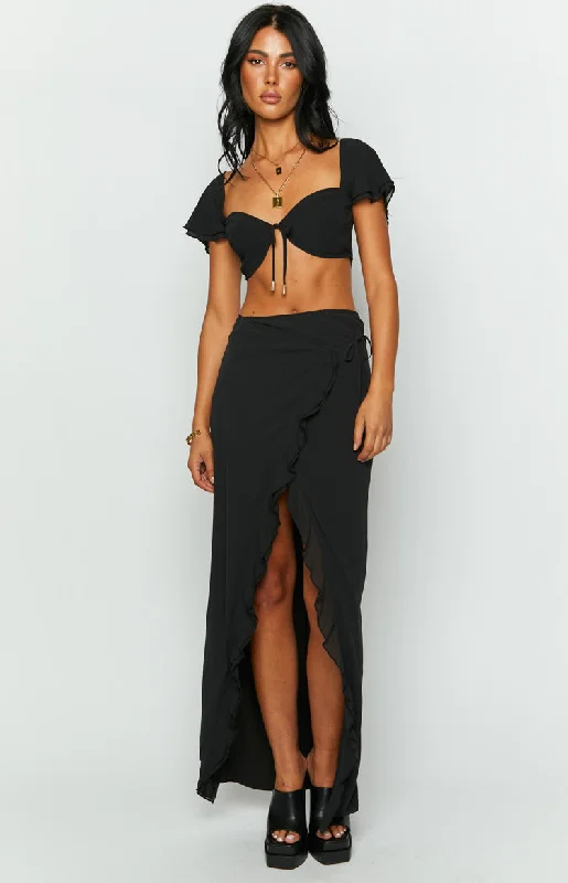 Jay Black Midi Skirt wrap skirt elegant