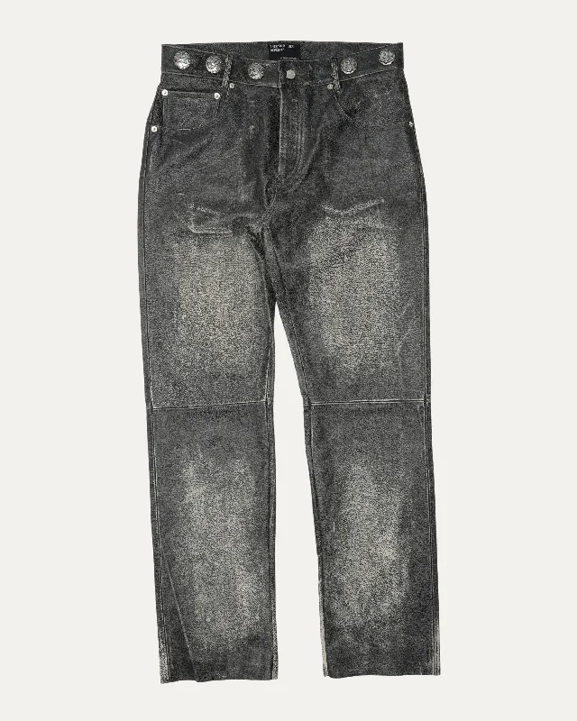 Russian Jesus Repaired Leather Flare Pants Formal Wide-Leg Pants