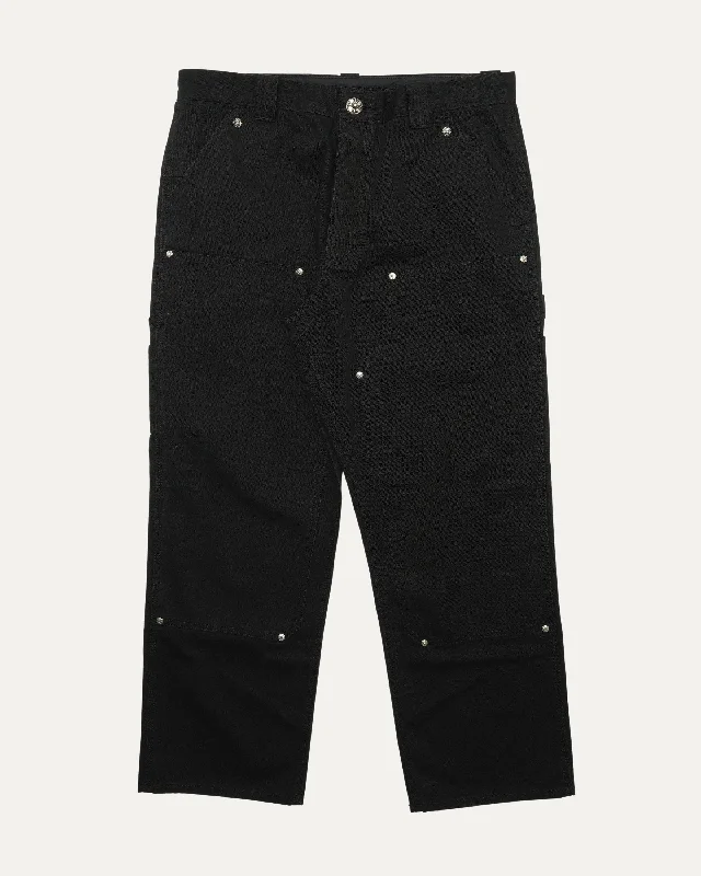 Canvas Double Knee Pants Trendy High-Waist Trousers