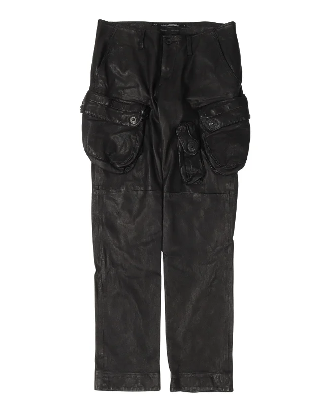 Leather Gas Mask Cargo Pants Casual Plaid Pants