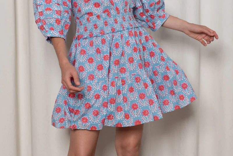 Sadie Skirt - Blue and Red Azalea zip skirt side