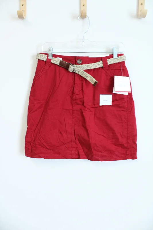 NEW Croft & Barrow Red Classic Fit Cargo Skirt | 6 seamless skirt comfort
