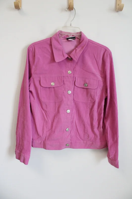 Fashion Bug Pink Sueded Light Jacket | L Satin Jacket Silk Jacket Chiffon Jacket