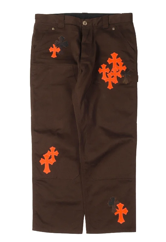 Double Knee Cross Patch Pants Classic Straight Pants