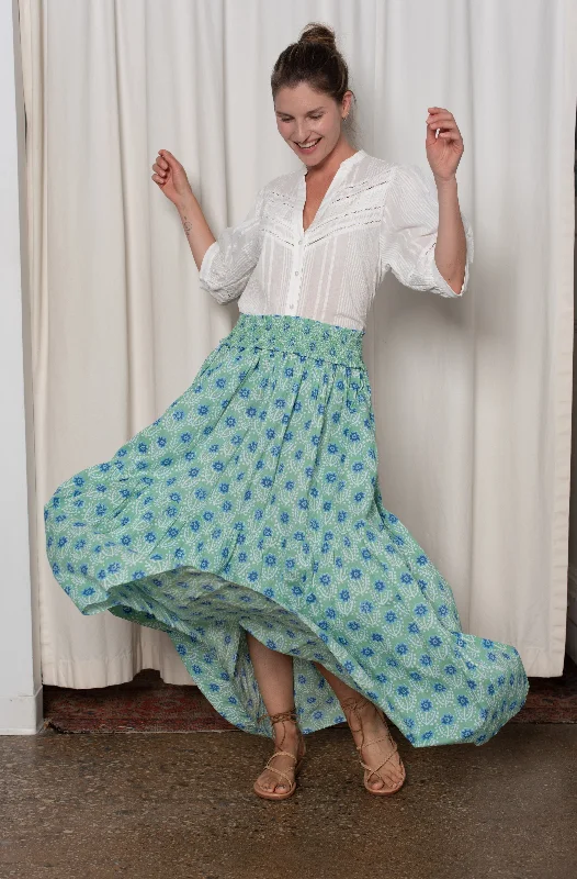 Sylvie Skirt - Green and Blue Azalea tiered skirt playful