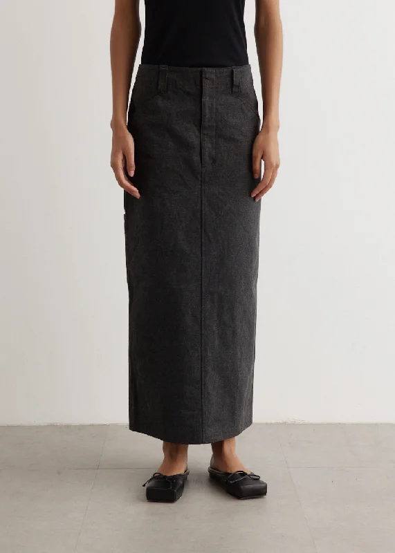 Washed Hard Twist Canvas Skirt leather skirt modern