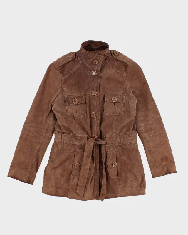 Vintage Women's Brown Suede Jacket - M Denim Fabric Leather Fabric Suede Fabric