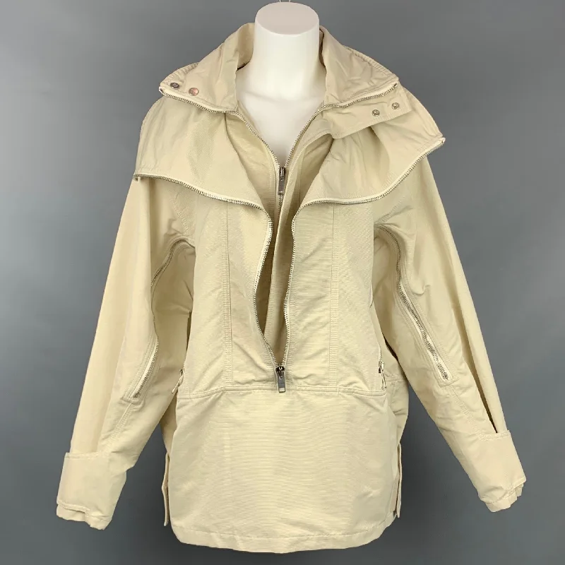 GIVENCHY Spring 2021 Size 4 Beige Cotton / Polyester Zip Detail Windbreaker Jacket Cotton Jacket Linen Jacket Terry Jacket