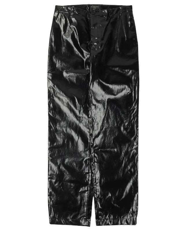 Polyurethane Coated Pants Elegant Silk Pants