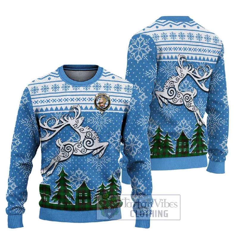 Kirkaldy Clan Christmas Ugly Sweater Celtic Reindeer Style Seamless Knitted Crochet