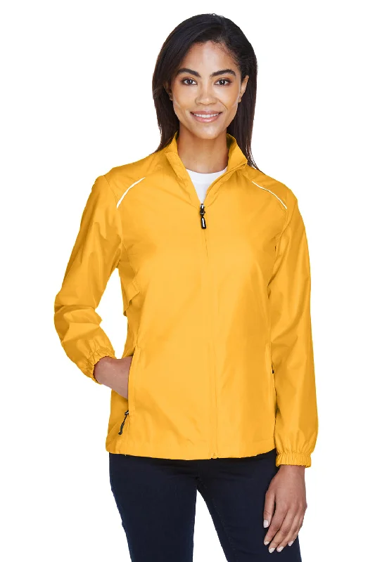 Core 365 Womens Motivate Water Resistant Full Zip Jacket - Campus Gold Print Jacket Jacquard Jacket Patchwork Jacket