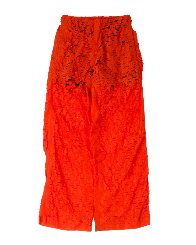 Laser-Cut Track Pants Relaxed Lounge Trousers