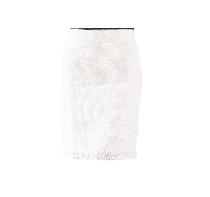 Luxe White Mini Tweed Skirt silk skirt smooth