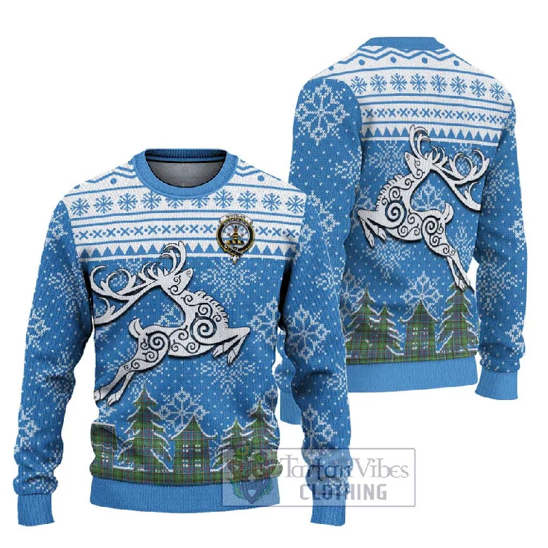 Whitelaw Clan Christmas Ugly Sweater Celtic Reindeer Style Open Front Closed Front Wrap Front