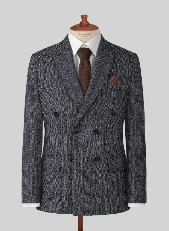 Highlander Heavy Charcoal Herringbone Tweed Jacket Satin Jacket Silk Jacket Chiffon Jacket