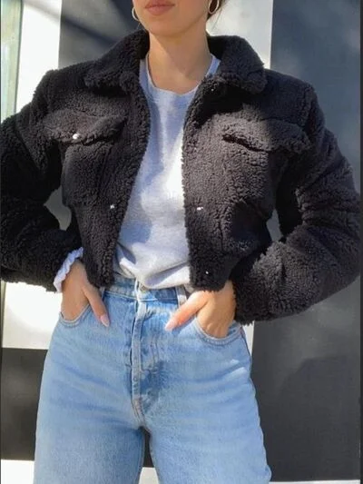 Pocketed Snap Down Collared Neck Jacket Collared Jacket Crew Neck Jacket Turtle Neck Jacket