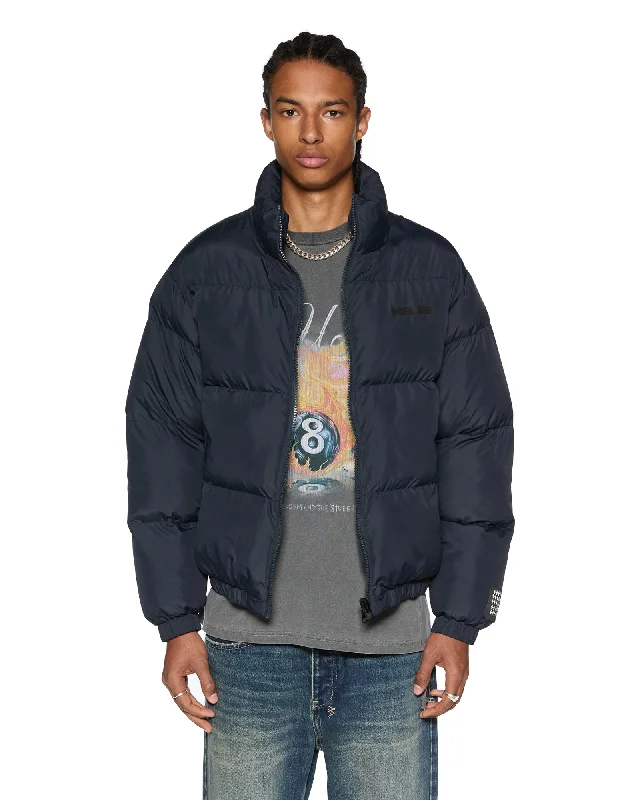 SOTT PUFFER JACKET NAVY Appliqued Jacket Beaded Jacket Sequined Jacket