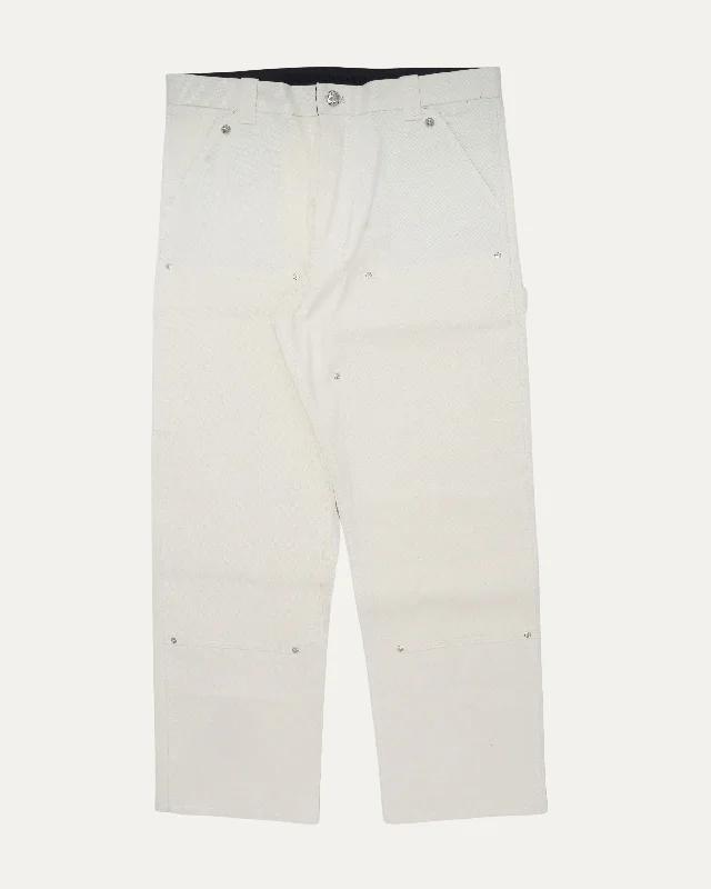 Canvas Double Knee Pants Chic Faux Leather Pants