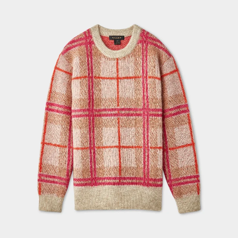 Plaid Mohair Sweater Front Pockets Side Pockets Patch Pockets
